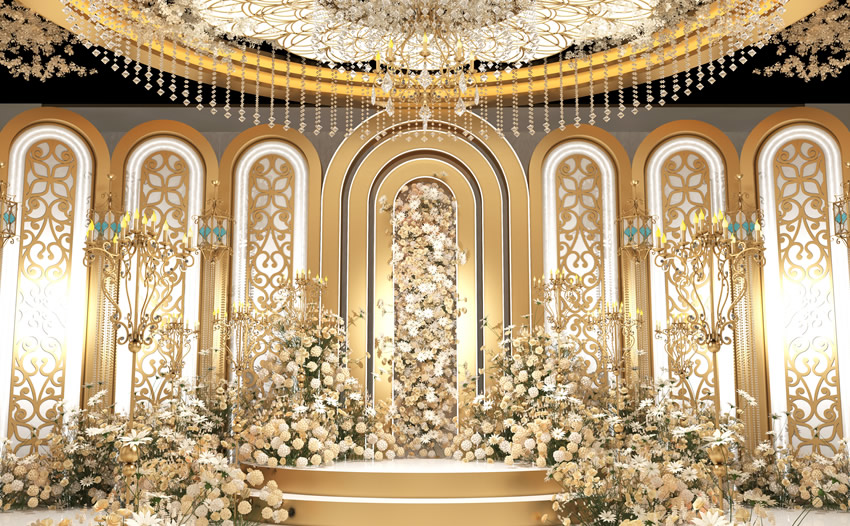 易门香槟色调婚礼堂效果展示